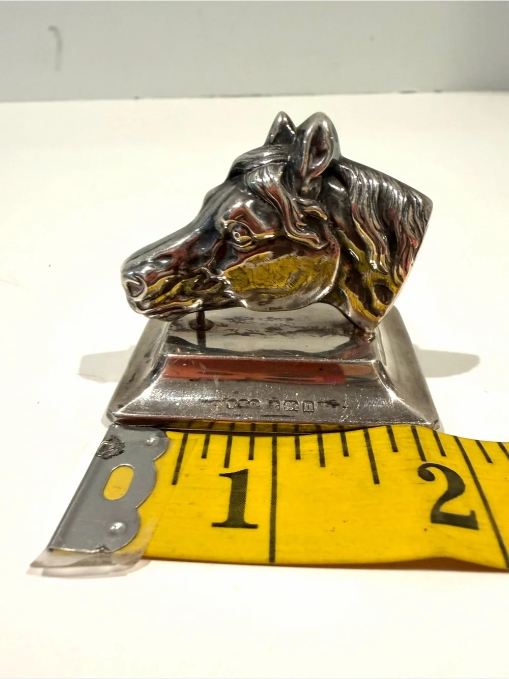 Vintage British Sterling Silver Horse Head Equestrian Desk Ornament W.H.&Co 2”